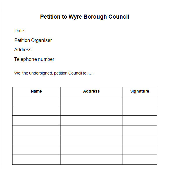 sample petition template