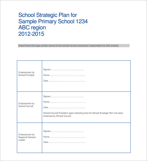 school strategic plan template