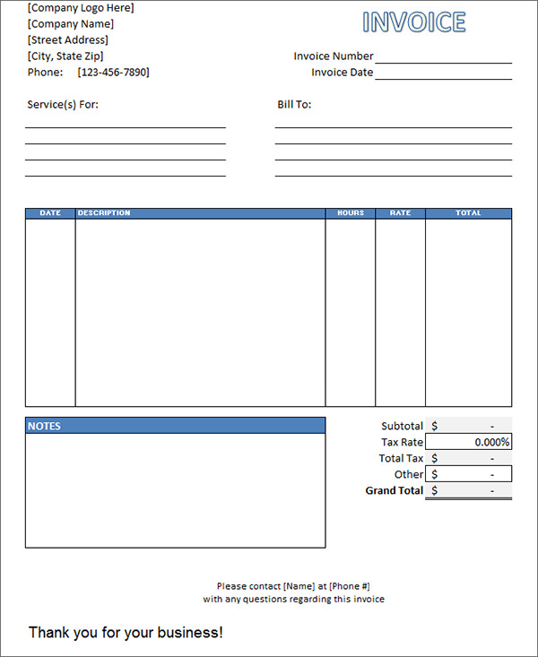 service invoice template excel download free