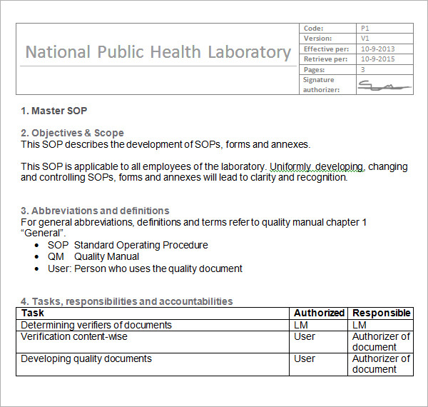 free-sop-template-example-master-template