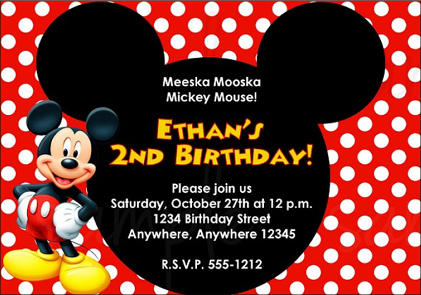 Mickey Mouse Birthday Invitation Layout 4