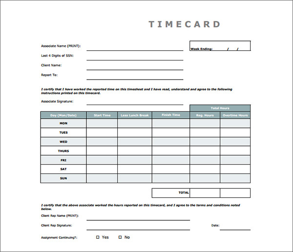 16 Free Amazing Time Card Calculator Templates  Sample 