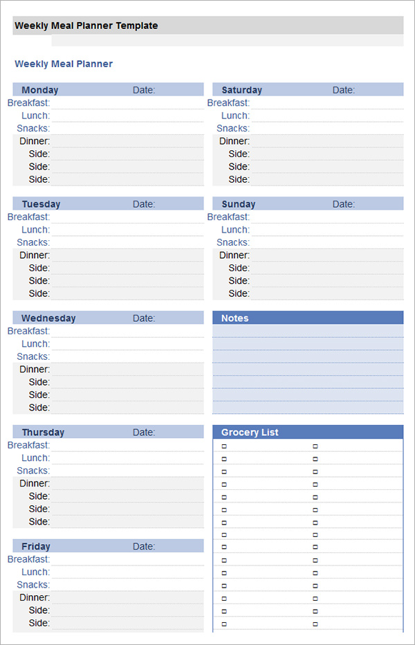 budget meal planning template