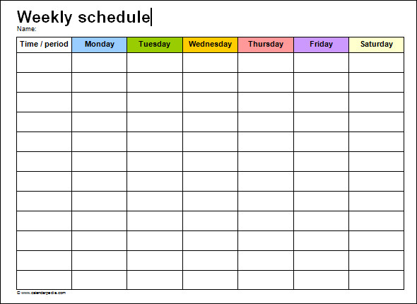 weekly schedule template word