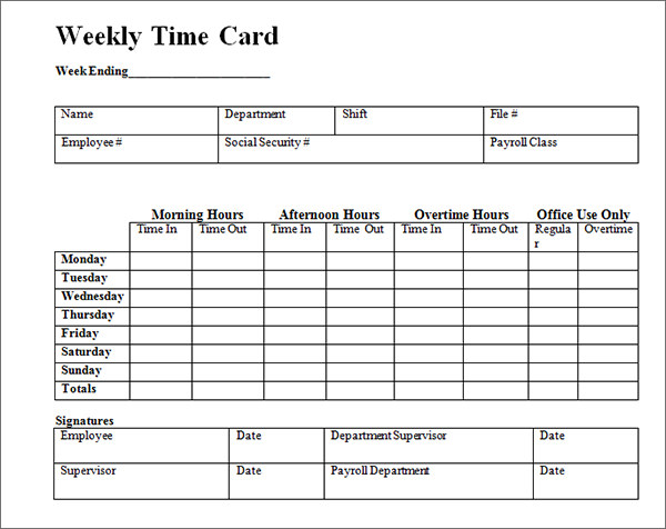 simple time card