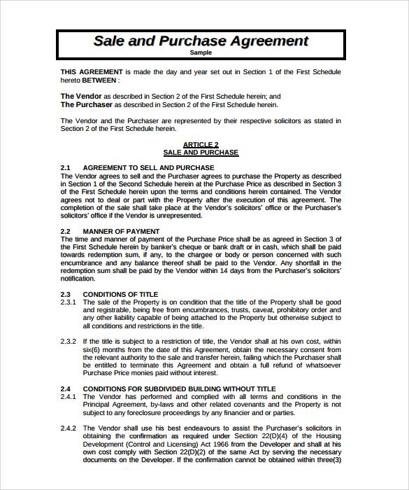 sale and purchase agreement