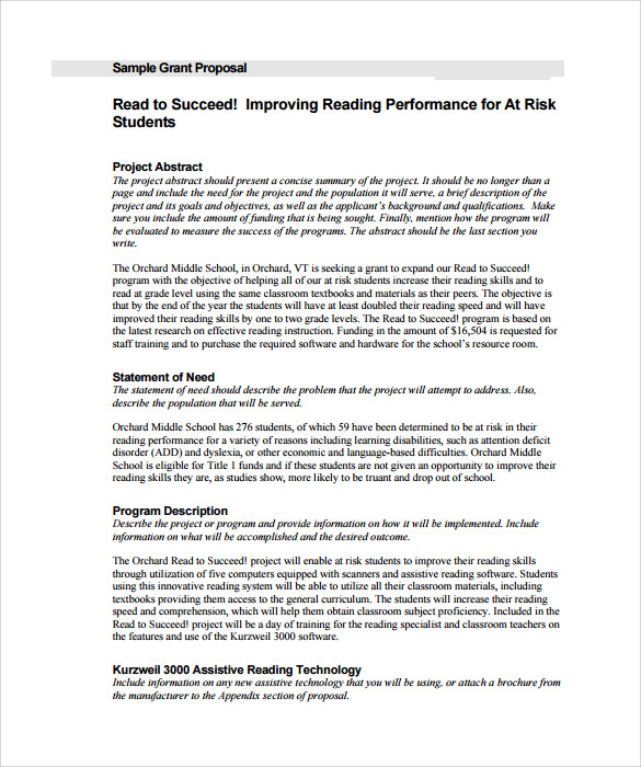 scientific research grant proposal sample