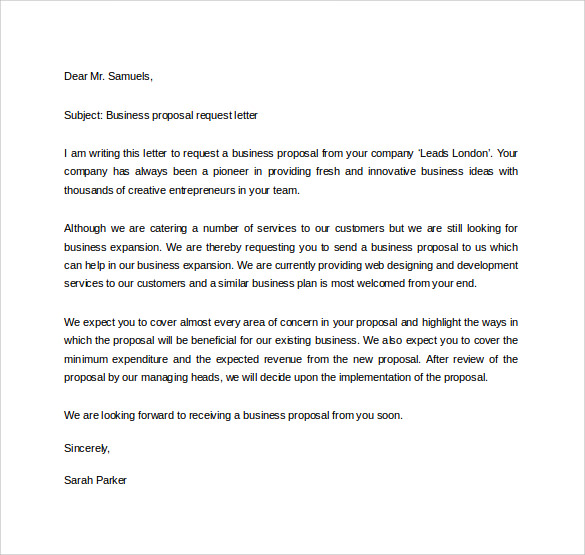 business proposal request letter