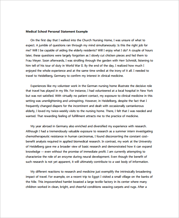 personal statement examples for medical school