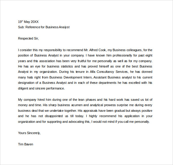 Free 14 Business Reference Letter Templates In Ms Word Pdf