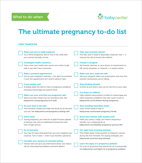 pregnancy to do list free download in pdf1