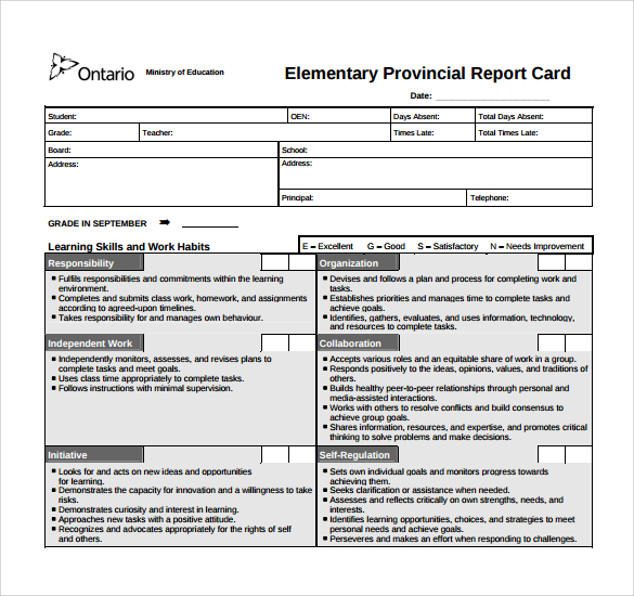 FREE 34+ Sample Report Card Templates in PDF MS Word Excel Pages