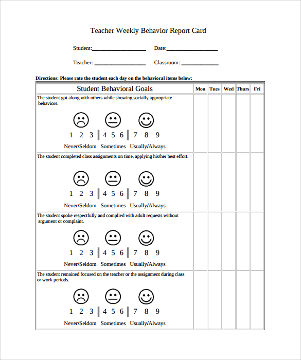 Report Card Template Pdf