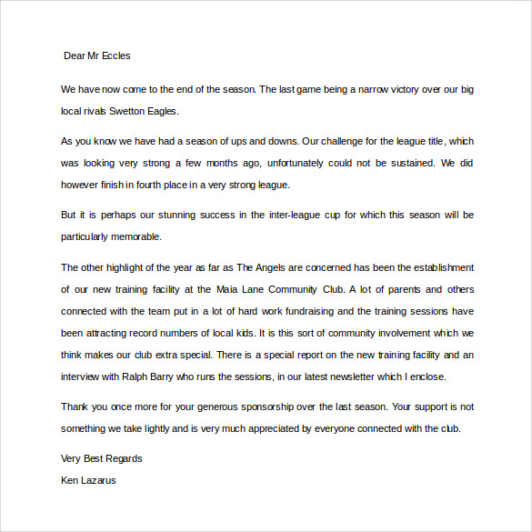 Sample Sponsor Thank You Letter - 26+ Download Documents 