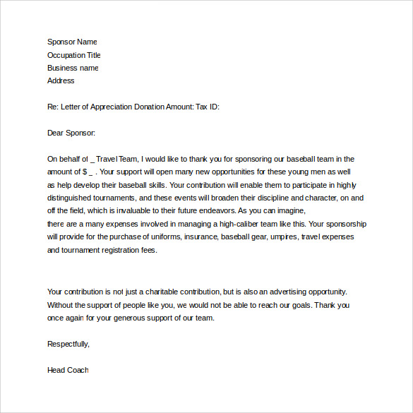 Sample Sponsor Thank You Letter - 26+ Download Documents 