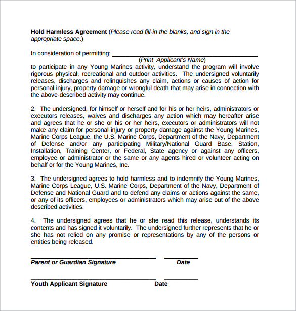 FREE 24  Sample Hold Harmless Agreement Templates in Google Docs MS
