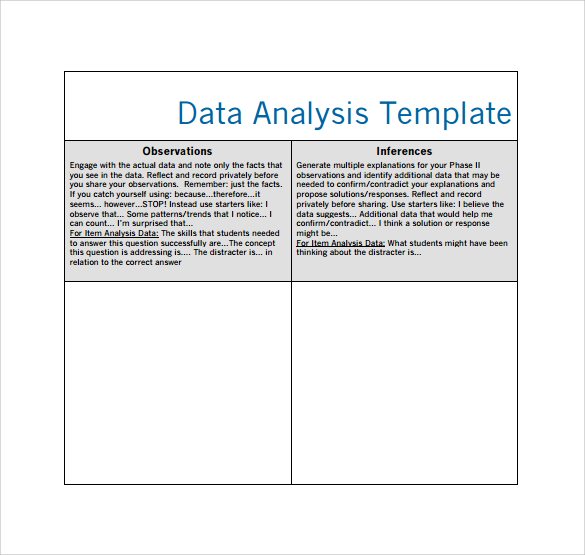 data analysis worksheet template