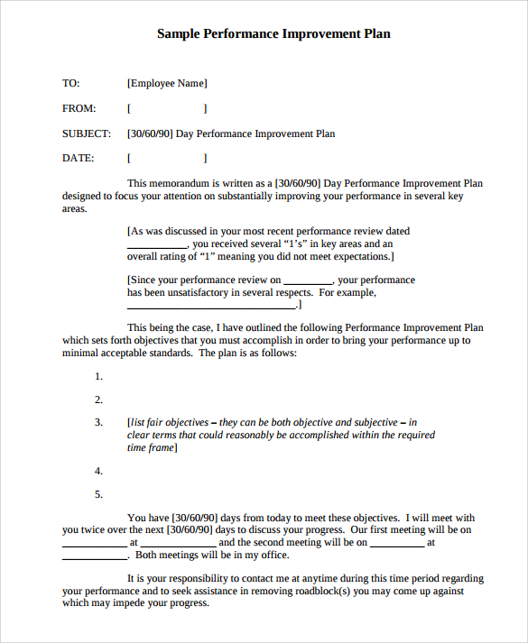 Performance Improvement Plan Template - 14+ Download 