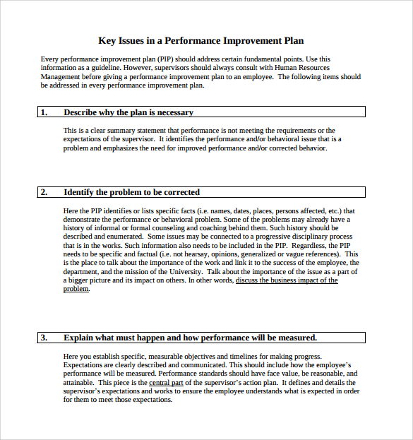 FREE 11 Sample Performance Improvement Plan Templates In PDF MS Word
