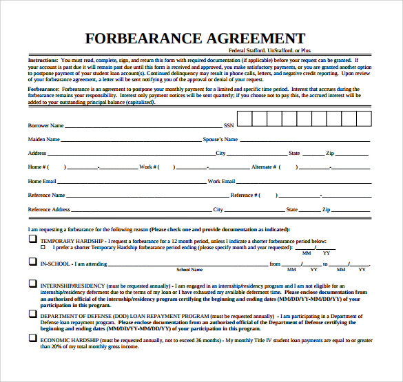 forbearance agreement to print