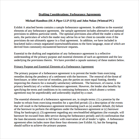 forbearance agreement free download
