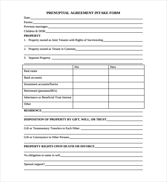 FREE 9 Sample Prenuptial Agreement Templates In PDF MS Word