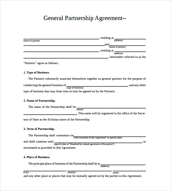 business partnership agreement pdf