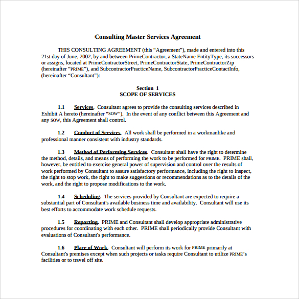 FREE 15+ Sample Master Service Agreement Templates in PDF MS Word Pages