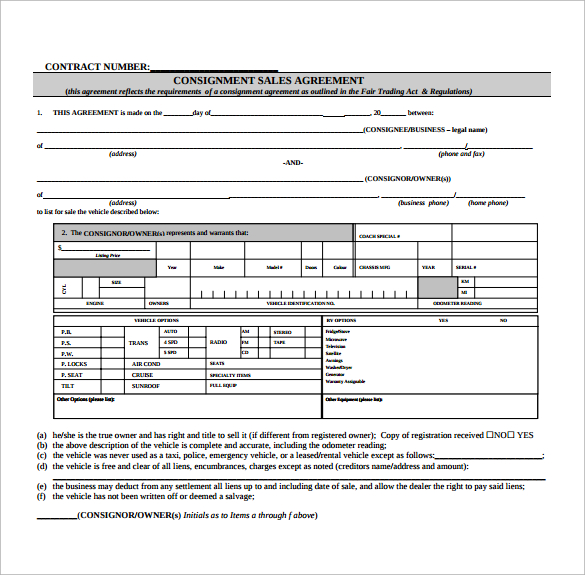 consignment sales agreement pdf template free download