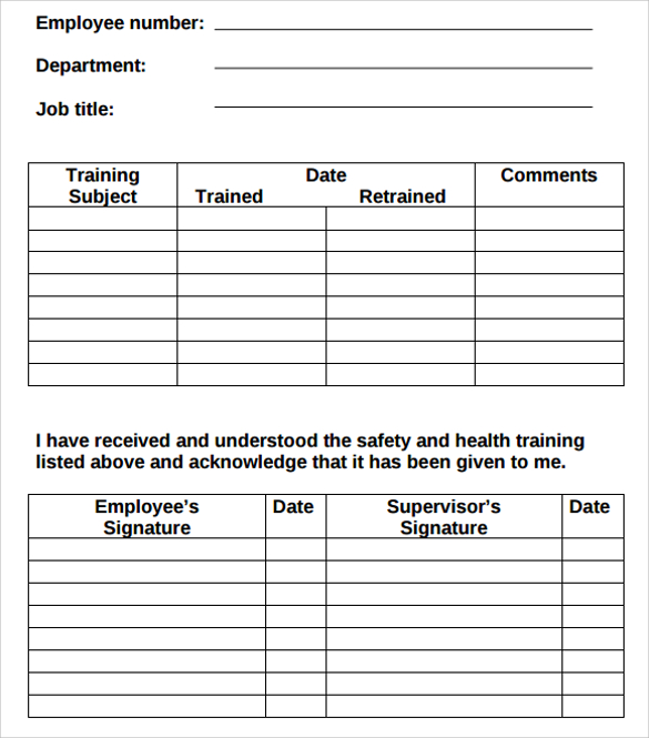 9+ Free Training Log Templates – PDF, Word | Sample Templates