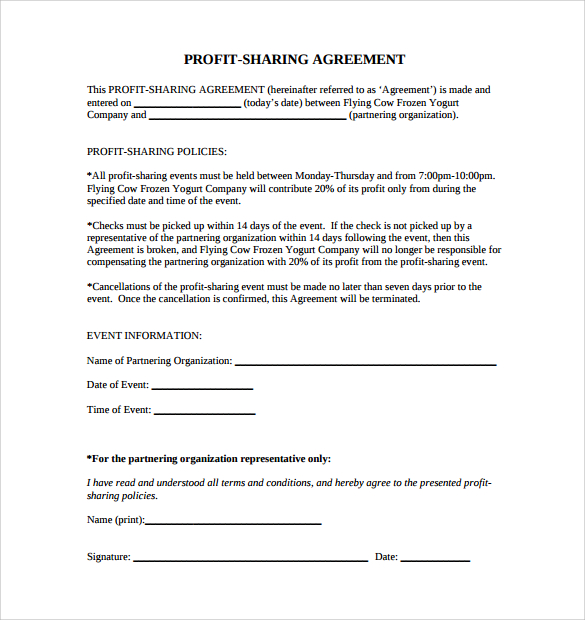 Profit Sharing Agreement Example