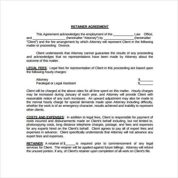 retainer agreement free download