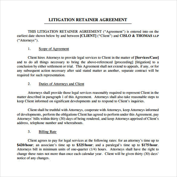 litigation retainer agreement