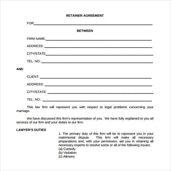 Sample PDF Retainer Agreement