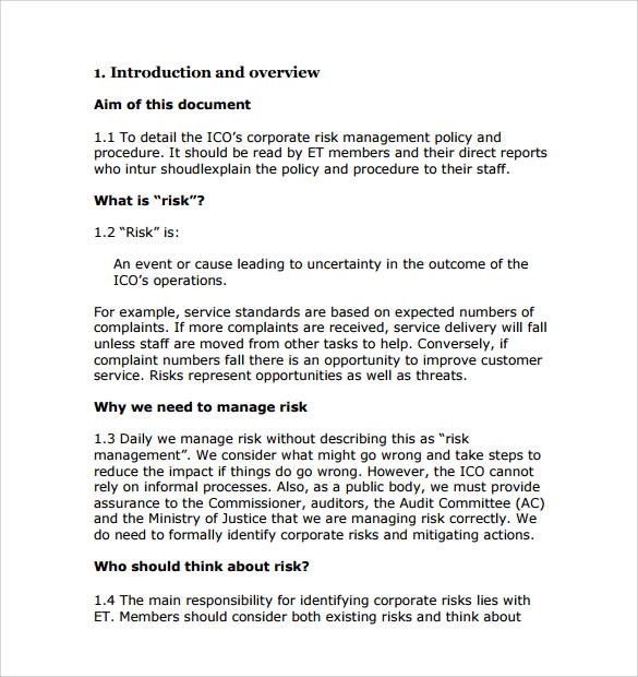 simple policy and procedure template