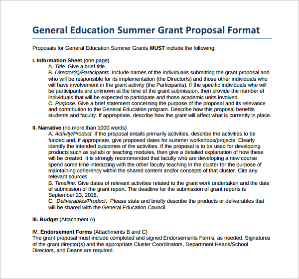 education grant proposal format