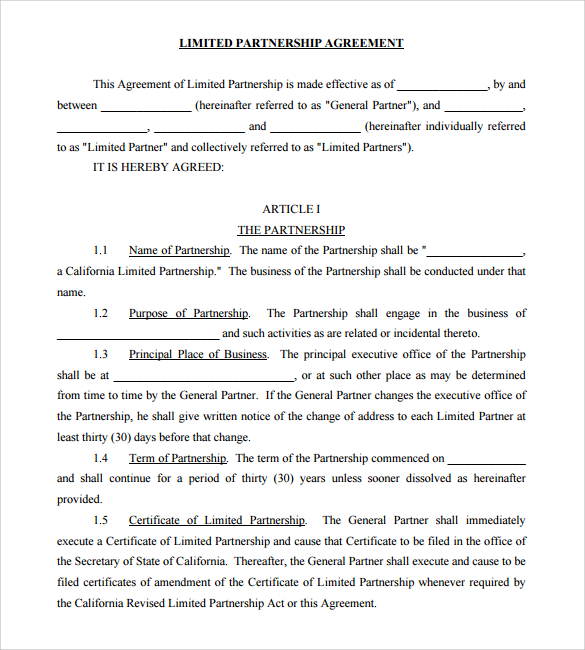 limited partnership agreement template1
