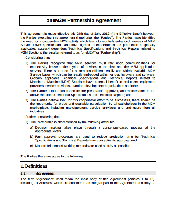 FREE 24+ Partnership Agreement Templates in Google Docs MS Word