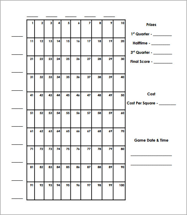 Printable Football Squares Template