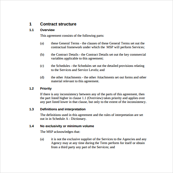 service agreement to download