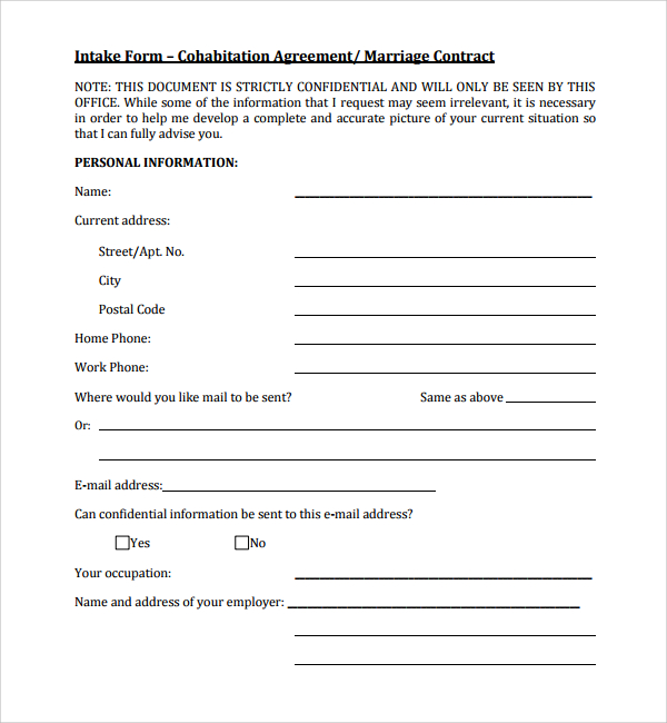 Free Cohabitation Agreement Template