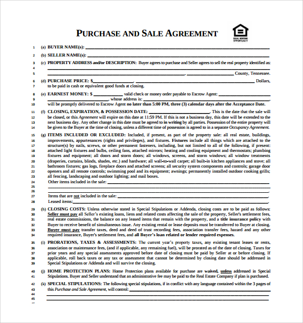 short form purchase and sale agreement 