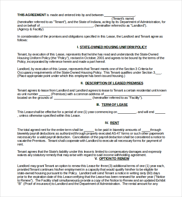 House Lease Template