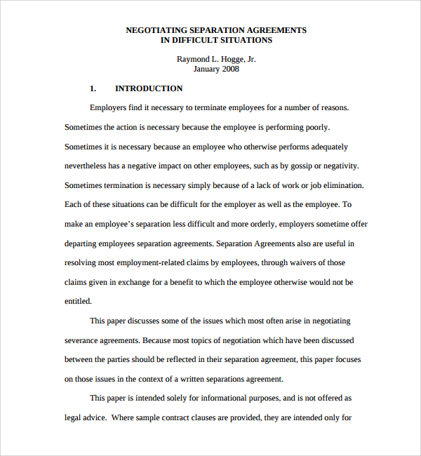 Sample Severance Agreement 7 Documents In Pdf Word