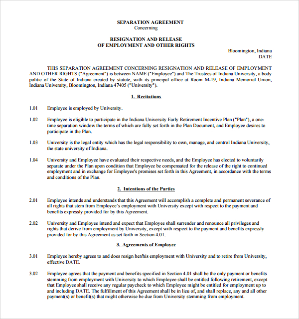 Severance Agreement Template Free Printable Templates