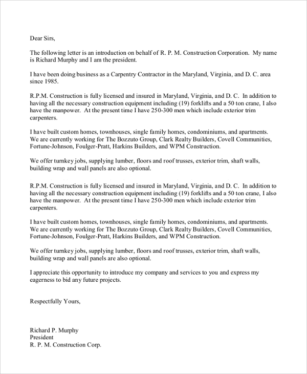 Business Introduction Letter Template Database Letter Template Collection