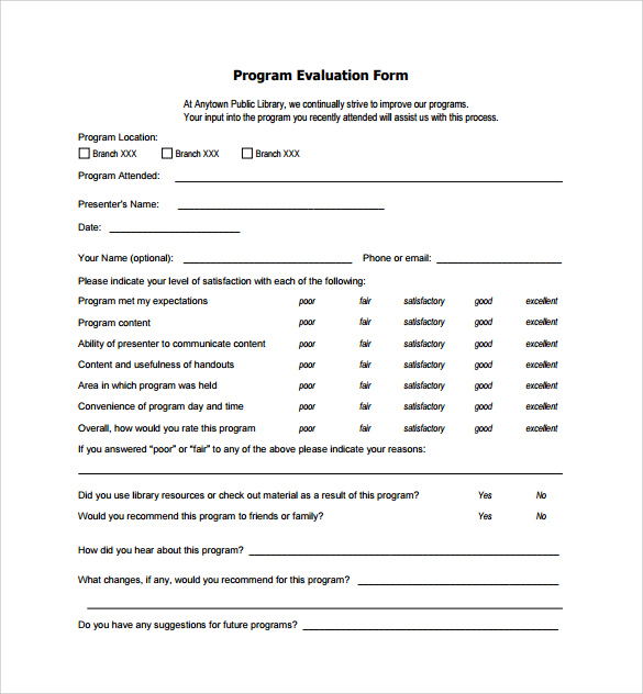 event program template evaluation