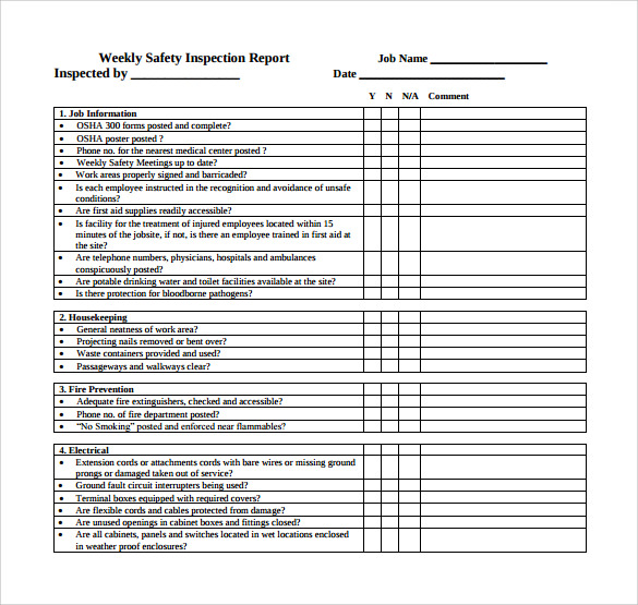 Visual site inspection report