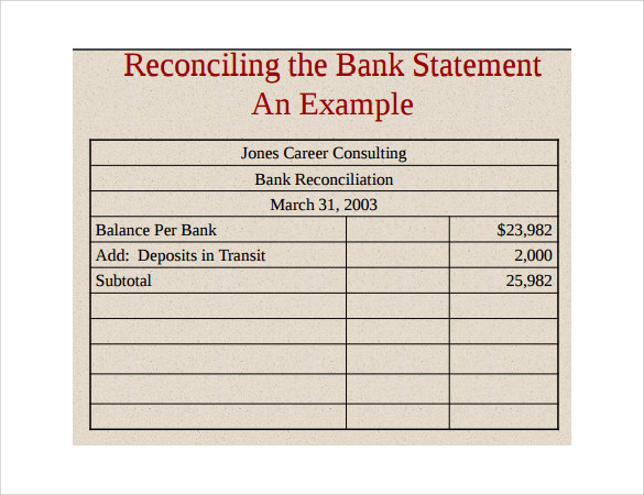 example of bank statement template