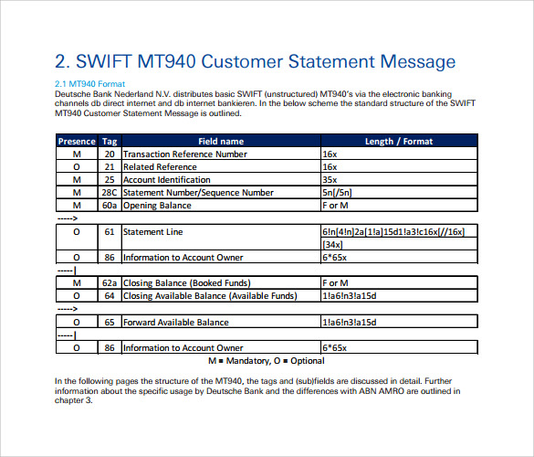 Funds statement. Мт940 Swift. Deutsche Bank Statement. Deutsche Bank account Statement. МТ 940 выписка.